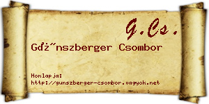 Günszberger Csombor névjegykártya